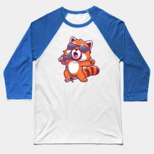 Cute Red Panda Singing Cartoon Baseball T-Shirt